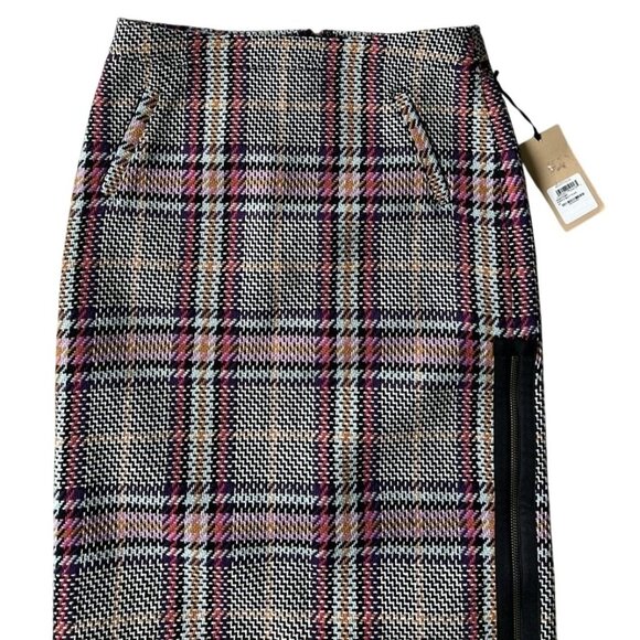 Halogen Nordstrom Purple Multi Plaid Pencil Skirt 4P Retro 90s Side Zip Office - Picture 2 of 6